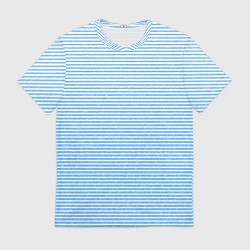 Мужская футболка Белый с голубым текстурный в полоску