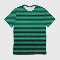Мужская футболка Зелёный текстурированный в чёрную полоску