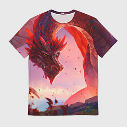 Мужская футболка Дракон красный мифический