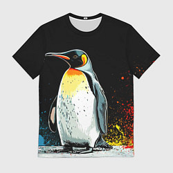 Футболка мужская Пингвин на черном, цвет: 3D-принт