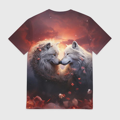 Мужская футболка Влюбленные волки в цветах / 3D-принт – фото 2