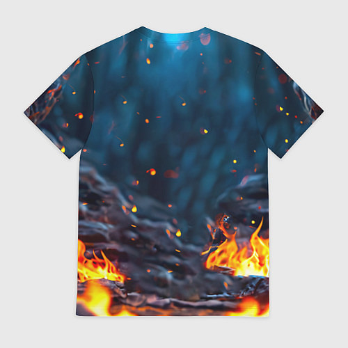 Мужская футболка Песец в огне / 3D-принт – фото 2