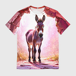 Футболка мужская Осел в розовом свете, цвет: 3D-принт