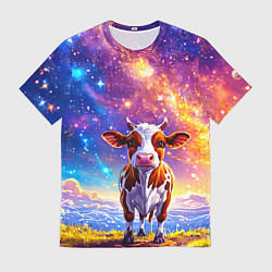 Футболка мужская Коровка и звездное небо, цвет: 3D-принт
