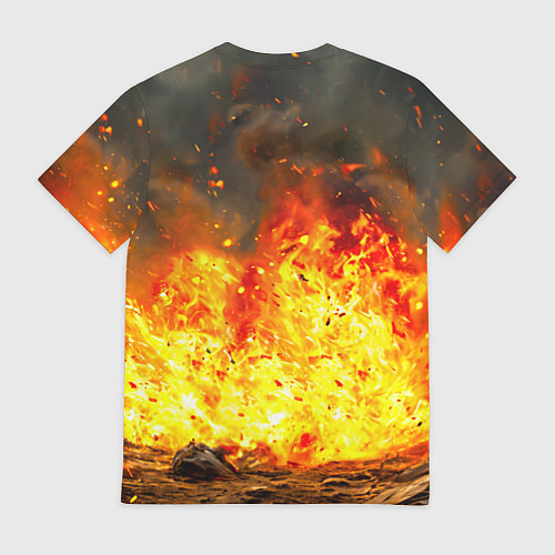 Мужская футболка Буйвол в огне / 3D-принт – фото 2