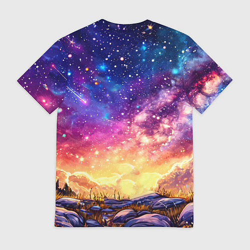 Мужская футболка Лось и звездное небо / 3D-принт – фото 2