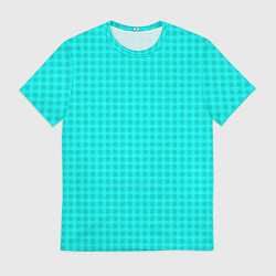 Мужская футболка Неоновый голубой паттерн клетка