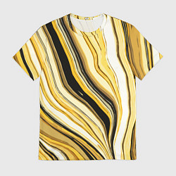 Мужская футболка Волнистые вертикальные чёрно-жёлтые полосы