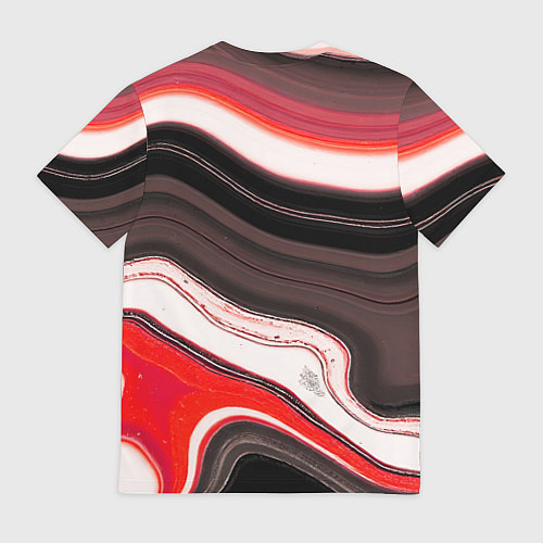 Мужская футболка Волнистые горизонтальные чёрно-красные полосы на б / 3D-принт – фото 2