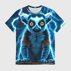 Футболка мужская Лемур и удар молнии, цвет: 3D-принт