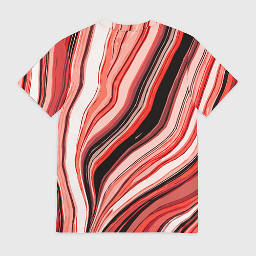 Мужская футболка Волнистые вертикальные чёрно-красные полосы / 3D-принт – фото 2
