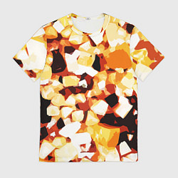 Футболка мужская Жёлто-белая абстракция на чёрном фоне, цвет: 3D-принт