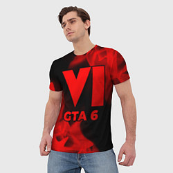 Футболка мужская GTA 6 - red gradient, цвет: 3D-принт — фото 2
