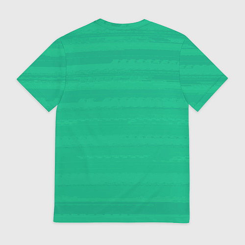 Мужская футболка Изумрудный зелёный однотонный с полосами / 3D-принт – фото 2