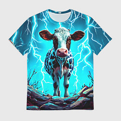 Футболка мужская Корова в разрядах молнии, цвет: 3D-принт