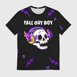 Футболка мужская Fall Out Boy неоновый череп, цвет: 3D-принт