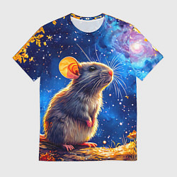 Футболка мужская Крыса и космическое небо, цвет: 3D-принт