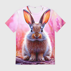 Футболка мужская Зайчик в розовом, цвет: 3D-принт