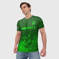 Футболка мужская One Piece - green gradient посередине, цвет: 3D-принт — фото 2