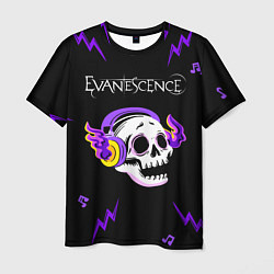 Футболка мужская Evanescence неоновый череп, цвет: 3D-принт