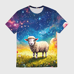 Футболка мужская Овечка и звездное небо, цвет: 3D-принт