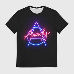 Футболка мужская Анархия - неоновое свечение, цвет: 3D-принт
