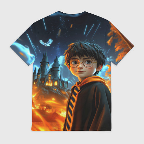 Мужская футболка Гарри Поттер на фоне огня / 3D-принт – фото 2