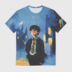 Мужская футболка Гарри Поттер рисунок акварелью