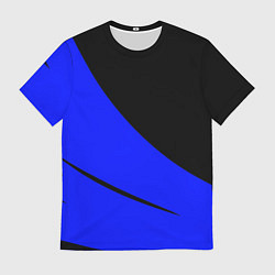 Мужская футболка Чёрный с синим двуцветный с полосой