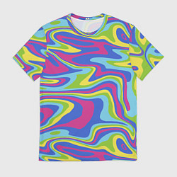 Мужская футболка Разноцветная абстракция волны