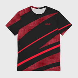 Мужская футболка Sport чёрный и красный полосы