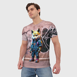 Футболка мужская Уличный лисёнок на своём районе, цвет: 3D-принт — фото 2