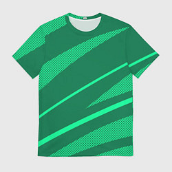 Мужская футболка Зелёный абстракция с полосами