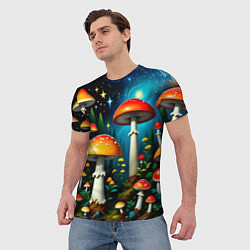 Футболка мужская Ночные грибы, цвет: 3D-принт — фото 2