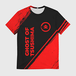 Мужская футболка Ghost of Tsushima - red gradient вертикально