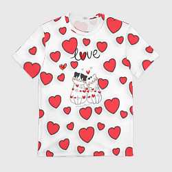 Футболка мужская Кошачья романтика, цвет: 3D-принт