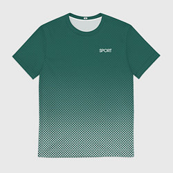 Мужская футболка Sport тёмный зелёный текстура градиент