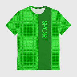 Мужская футболка Sport зелёный с полосой