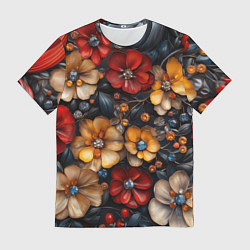 Мужская футболка Объемные бутоны цветов