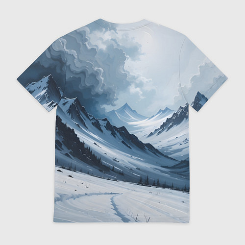 Мужская футболка Зимний горный пейзаж маслом / 3D-принт – фото 2
