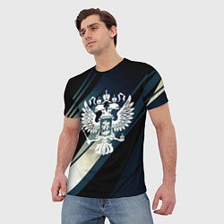 Футболка мужская Герб России Двуглавый орёл чёрно-синий, цвет: 3D-принт — фото 2