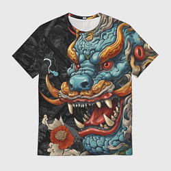 Мужская футболка Дракон в стиле японской татуировки ирезуми