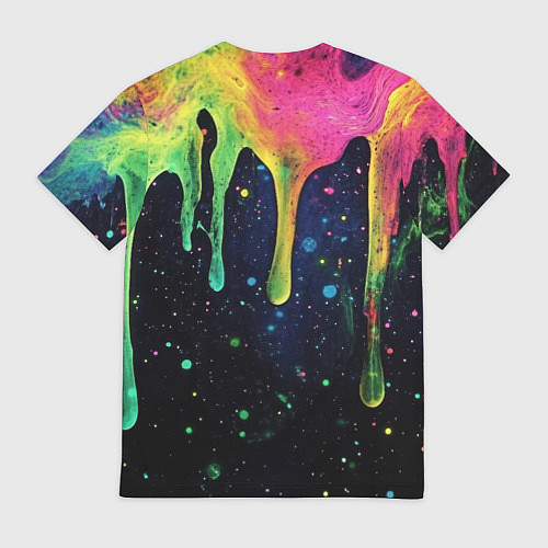Мужская футболка Разноцветные потеки краски / 3D-принт – фото 2