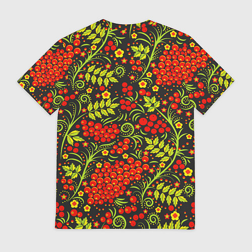 Мужская футболка Красная рябина хохлома / 3D-принт – фото 2