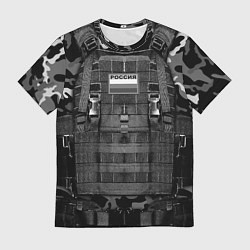 Футболка мужская Бронежилет - черный камуфляж, цвет: 3D-принт
