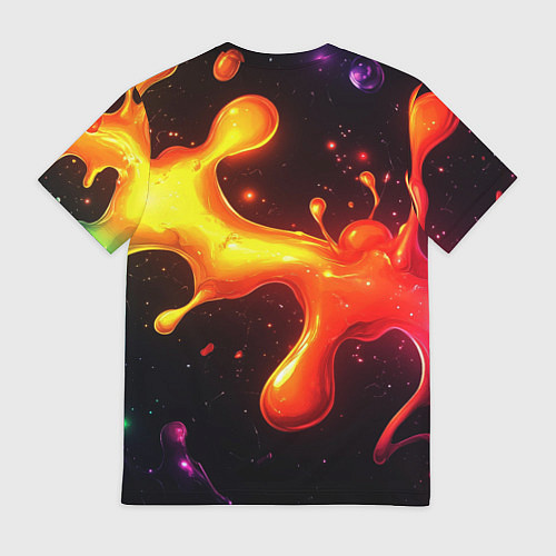 Мужская футболка Радужные кляксы на черном фоне / 3D-принт – фото 2