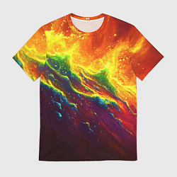 Мужская футболка Абстрактные волны с огнем