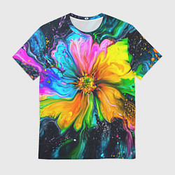 Мужская футболка Большой цветок - яркие краски