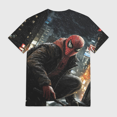 Мужская футболка Человек-паук и поздняя ночь / 3D-принт – фото 2