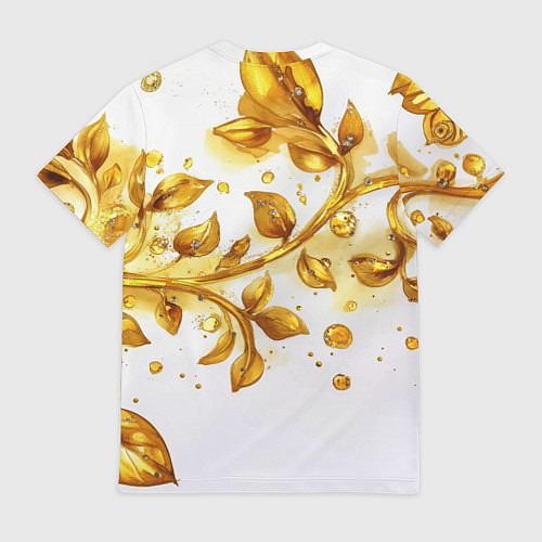 Мужская футболка Золотые листья на белом / 3D-принт – фото 2